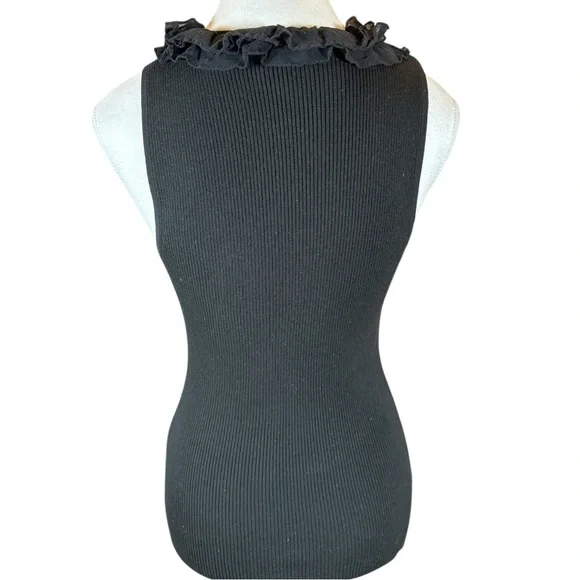 White House Black Market Black Ruffled Tank Top - Picture 3 of 5